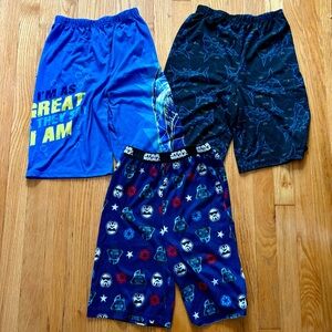 Star Wars & Up Late Boys Pajama Shorts (10/12) – 3-Pack Shark & Galactic Print